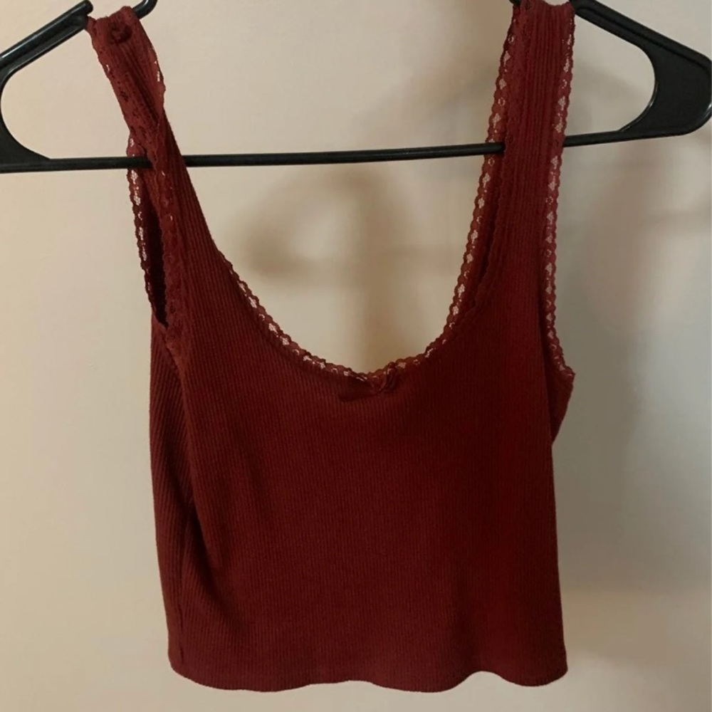 Red Lace Crop Tank Top